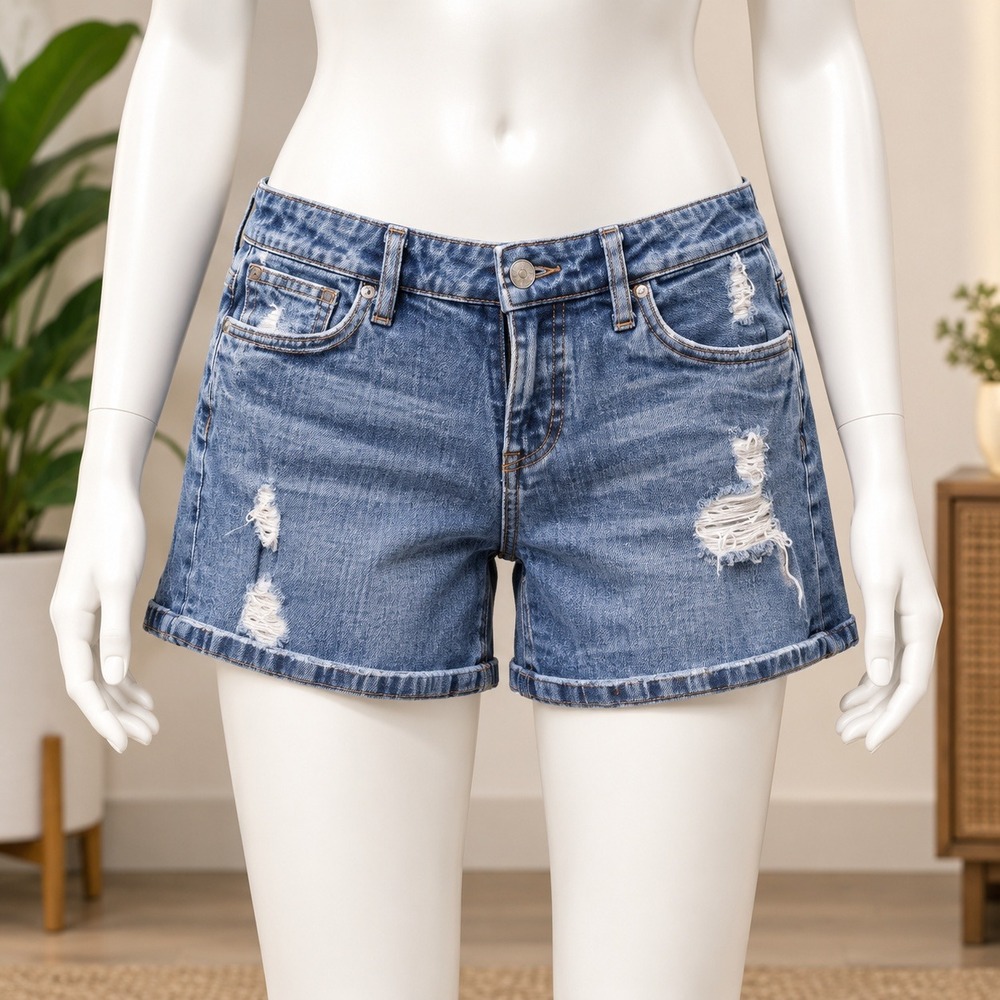 Joe's Jeans Denim Shorts Womens 28 Blue Distressed Cuffed Mid Rise 3082